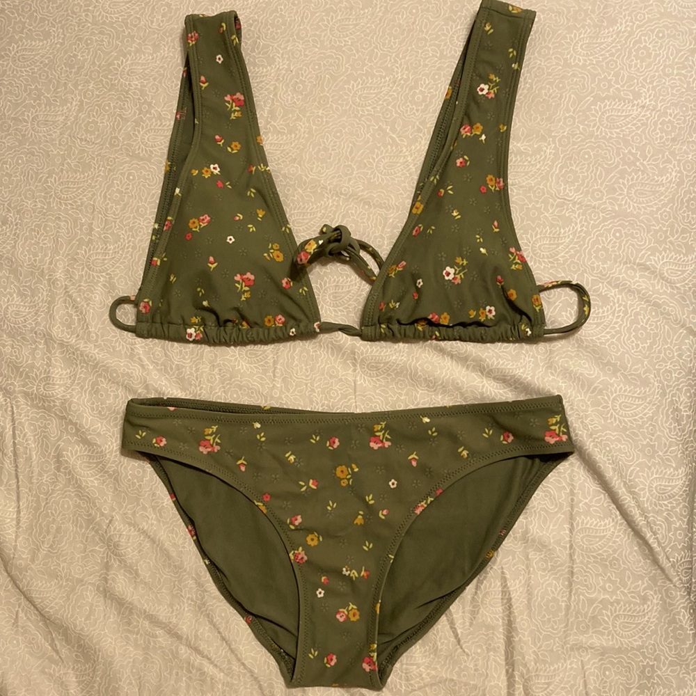 Aerie Green Floral Bikini